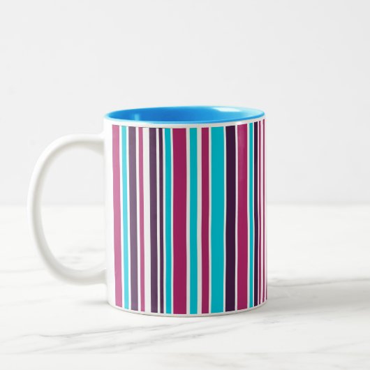 Roze en Paarse Violet Striped Two-Tone Koffee Mok (Links)