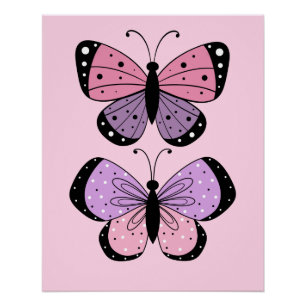 Roze en paarse vlinder perfect poster