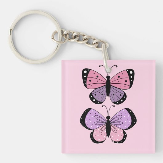 Roze en paarse vlinder sleutelhanger (voorkant)