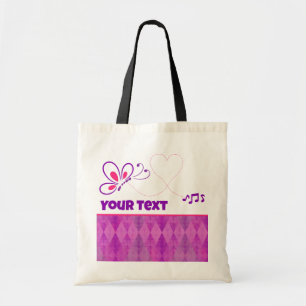 Roze en Paarse Vlinderhart Aangepast Tote Bag