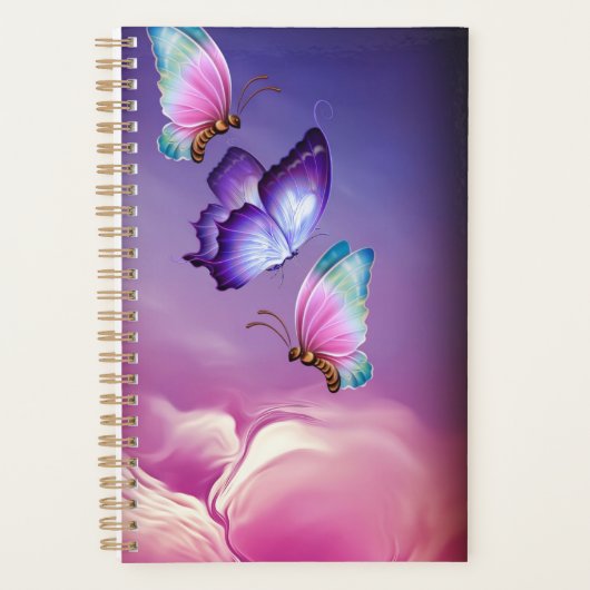 Roze en paarse vlinders klein planner (Voorkant)