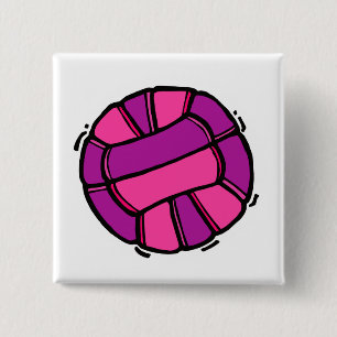 Roze en Paarse volleybal Vierkante Button 5,1 Cm