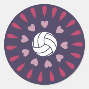 Roze en Paarse volleyballen Kaleidoscoop Patroon Ronde Sticker