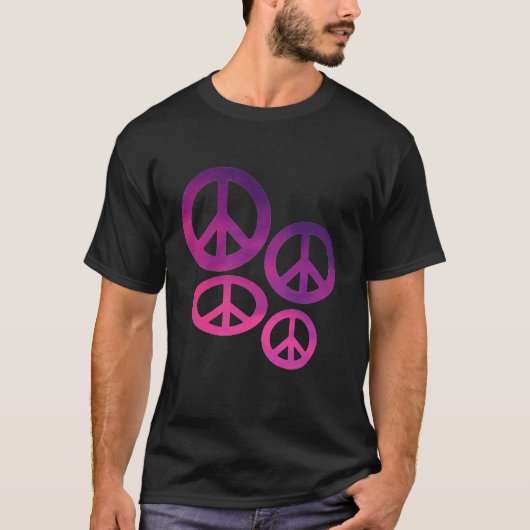 Roze en Paarse vredessignalen T-Shirt (Voorkant)