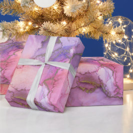 Roze en Paarse Waterverf Abstract Cadeaupapier