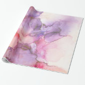 Roze en Paarse Waterverf Abstract Cadeaupapier (Uitgerold)