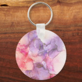 Roze en Paarse Waterverf Abstract Sleutelhanger (Voorkant)