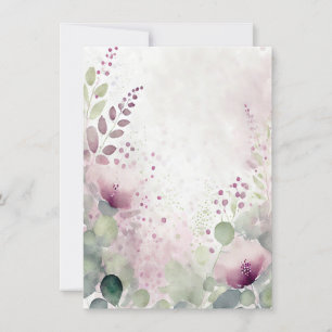 Roze en paarse waterverf bloemenkleuren blanco bru kaart
