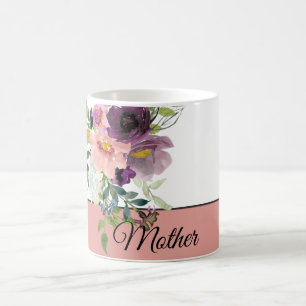 Roze en paarse waterverf bloemstuk aanpasbaar koffiemok
