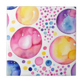 Roze en Paarse Waterverf bubbels Tegeltje (Voorkant)