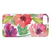 Roze en Paarse Waterverf Floral Case-Mate iPhone Case (Achterkant (Horizontaal))