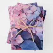 Roze en Paarse Waterverf Hydrangea Decoupage Inpakpapier Vel (In situ)