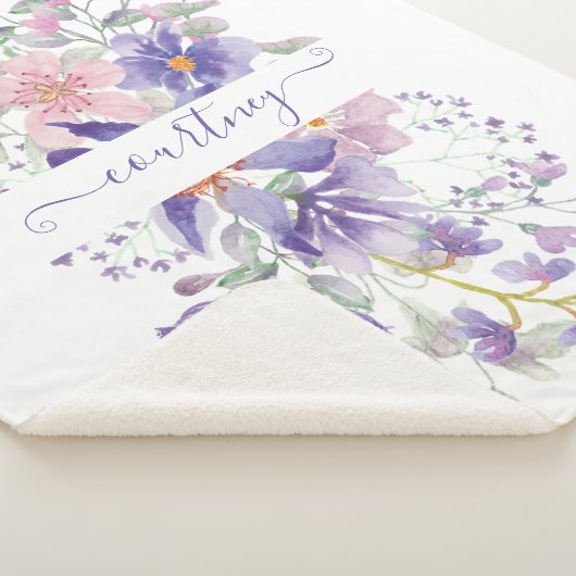 Roze en paarse waterverf op maat sherpa deken (3/4)