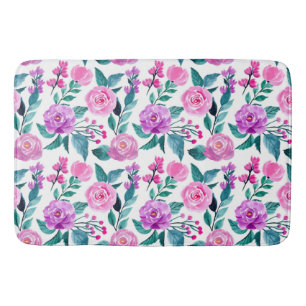 Roze en paarse waterverf roos badmat