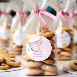Roze en paarse waterverf zeemeerminnenstaart ronde sticker