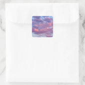 Roze en Paarse wolken Vierkante Sticker (Tas)