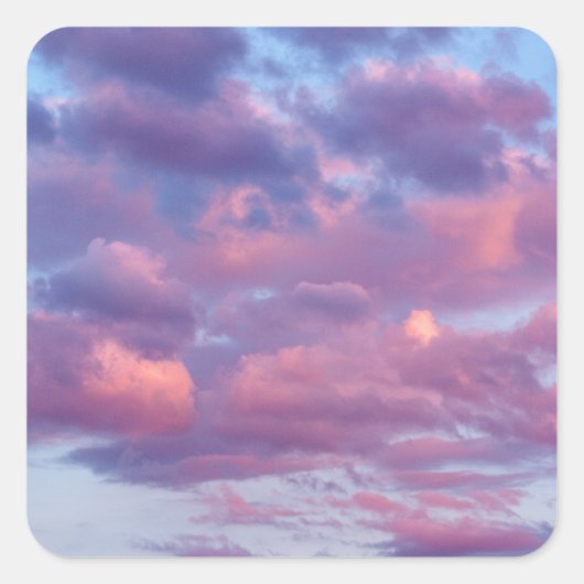 Roze en Paarse wolken Vierkante Sticker (Voorkant)