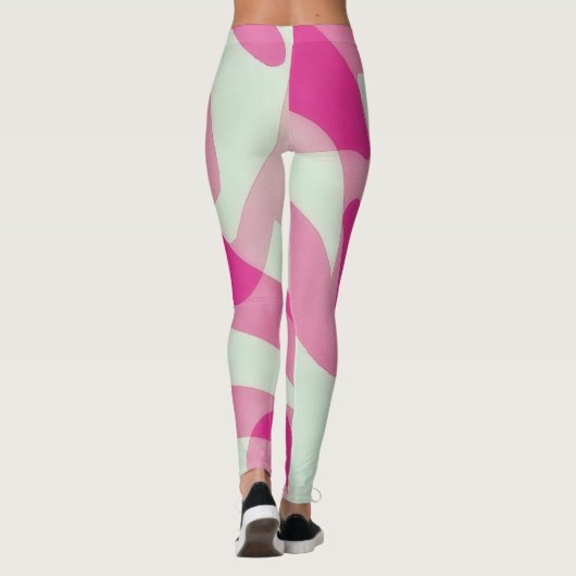 Roze en pastel Sage Art Leggings (Achterkant)