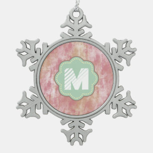 Roze en perzik Abstract Tin Sneeuwvlok Ornament