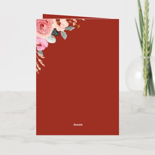 Roze en perzik bloemboeket Happy Mother's Folie Wenskaart (Achterkant)