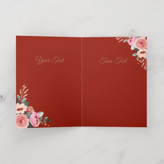 Roze en perzik bloemboeket Happy Mother's Folie Wenskaart (Binnenlaag)