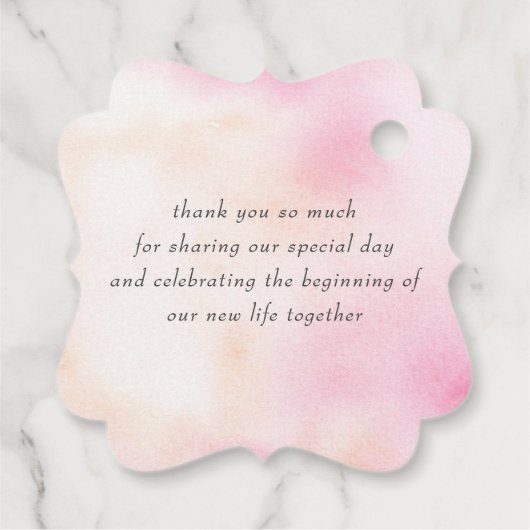 Roze en perzik bloemen bruiloft dank u bedankjes labels (Achterkant)