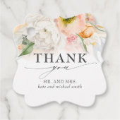 Roze en perzik bloemen bruiloft dank u bedankjes labels (Voorkant)