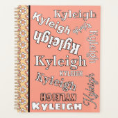 Roze en Perzik Bloemen Gepersonaliseerd Planner (Voorkant)