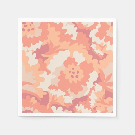 Roze en perzik bloemen servet (Voorkant)