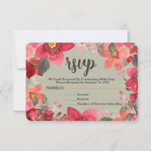 Roze en perzik Elegante Floral RSVP-kaart RSVP Kaartje