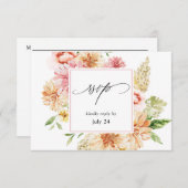 Roze en PerzikFloral & Greenery met Meal RSVP 2 Wh (Voorkant / Achterkant)