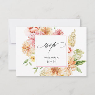 Roze en PerzikFloral & Greenery met Meal RSVP 2 Wh Kaartje