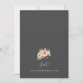Roze en PerzikFloral & Greenery Wedding - Grijs Kaart (Achterkant)