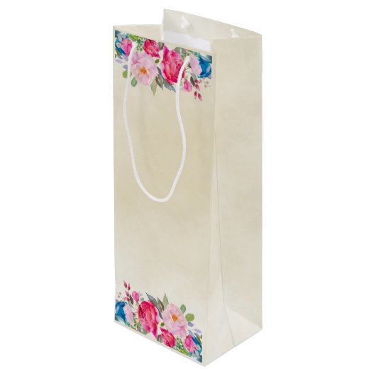 roze en pony border Cheers! Wijn Cadeautas (Achterkant Gekanteld)