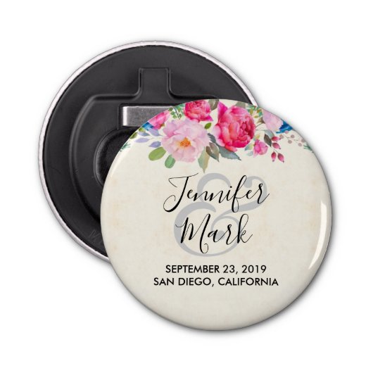 roze en pony border Wedding and Pony Button Flesopener (Voorkant)