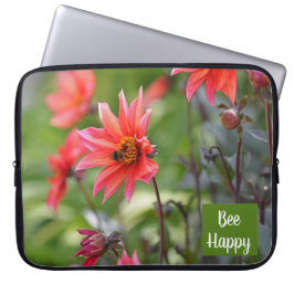 Roze en Red Dahlia zijn Happy Flowers Motivatie Laptop Sleeve