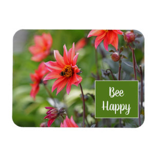 Roze en Red Dahlia zijn Happy Flowers Motivatie Magneet