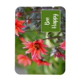 Roze en Red Dahlia zijn Happy Flowers Motivatie Magneet