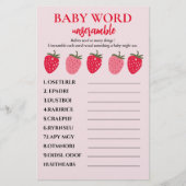 Roze en Rode Aardbei Baby Word Unscramble Game Flyer (Voorkant)