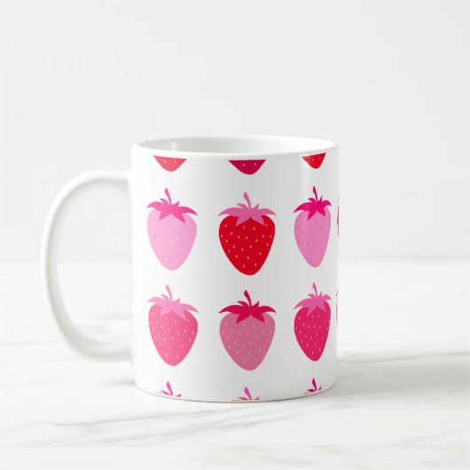 Roze en rode aardbeien koffiemok (Links)