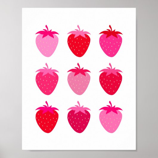 Roze en rode aardbeien poster (Voorkant)