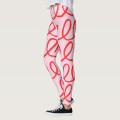 Roze en rode Abstracte Leggings (Links)