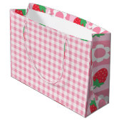 Roze en rode bessen eerste verjaardag groot cadeauzakje (Achterkant Gekanteld)