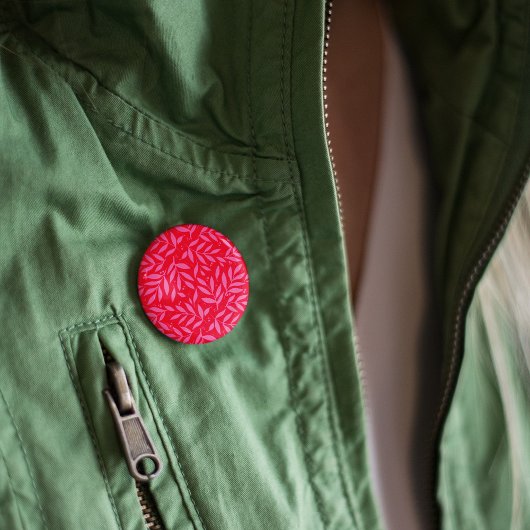 Roze en rode bladeren ronde button 3,2 cm