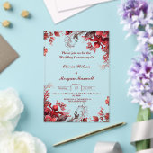 Roze en rode bloemen acryl bruiloft uitnodigingen acryl uitnodigingen (Insitu (Huwelijk))