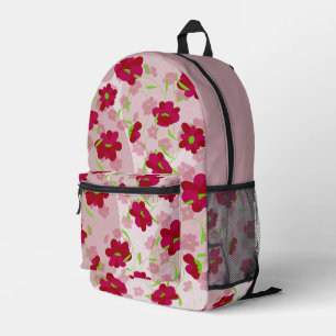 Roze en Rode Bloemen - Bloemmotief Bedrukte Rugzak