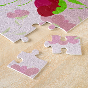 Roze en Rode Bloemen - Bloemmotief Legpuzzel