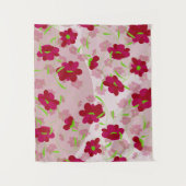 Roze en Rode Bloemen - Bloemmotief Wandkleed (Voorkant)