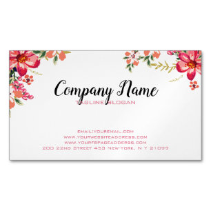 Roze en rode bloemen visitekaartje magneet