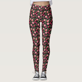 Roze en rode bloementulp All-Over-Print Leggings